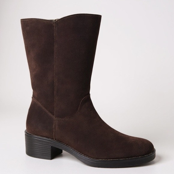 Vintage 1970s Womens Brown Suede Calf Boot Sz 9 Sherpa Fleece Lined Boho Hippie - Picture 2 of 7